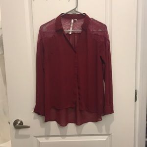 wine lace blouse